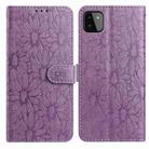 For Samsung Galaxy A22 5G Daisy Embossed Leather Phone Case(Light Purple) - 1