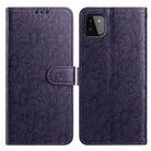 For Samsung Galaxy A22 5G Daisy Embossed Leather Phone Case(Dark Purple) - 1