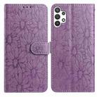 For Samsung Galaxy A13 4G Daisy Embossed Leather Phone Case(Light Purple) - 1