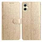 For Samsung Galaxy A05 Daisy Embossed Leather Phone Case(Gold) - 1