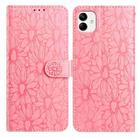 For Samsung Galaxy A04e Daisy Embossed Leather Phone Case(Pink) - 1