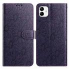 For Samsung Galaxy A04e Daisy Embossed Leather Phone Case(Dark Purple) - 1