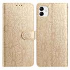 For Samsung Galaxy A04 Daisy Embossed Leather Phone Case(Gold) - 1
