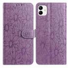 For Samsung Galaxy A04 Daisy Embossed Leather Phone Case(Light Purple) - 1