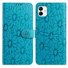 For Samsung Galaxy A04 Daisy Embossed Leather Phone Case(Blue) - 1