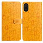 For Samsung Galaxy A03 Core Daisy Embossed Leather Phone Case(Yellow) - 1