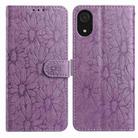 For Samsung Galaxy A03 Core Daisy Embossed Leather Phone Case(Light Purple) - 1