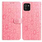 For Samsung Galaxy A03 Daisy Embossed Leather Phone Case(Pink) - 1