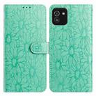 For Samsung Galaxy A03 Daisy Embossed Leather Phone Case(Green) - 1