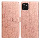 For Samsung Galaxy A03 Daisy Embossed Leather Phone Case(Rose Gold) - 1