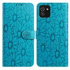 For Samsung Galaxy A03 Daisy Embossed Leather Phone Case(Blue) - 1