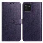 For Samsung Galaxy A03 Daisy Embossed Leather Phone Case(Dark Purple) - 1