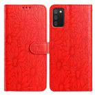 For Samsung Galaxy A02s EU Edition Daisy Embossed Leather Phone Case(Red) - 1