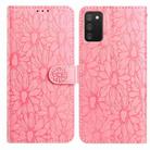 For Samsung Galaxy A02s EU Edition Daisy Embossed Leather Phone Case(Pink) - 1