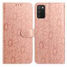 For Samsung Galaxy A02s EU Edition Daisy Embossed Leather Phone Case(Rose Gold) - 1