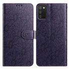 For Samsung Galaxy A02s EU Edition Daisy Embossed Leather Phone Case(Dark Purple) - 1