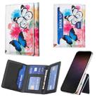 Color Painting Leather Horizontal Magnetic Wallet Card Bag Case(Two Butterflies) - 1