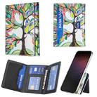 Color Painting Leather Horizontal Magnetic Wallet Card Bag Case(Tree of Life) - 1