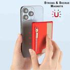 Zipper Leather Horizontal Magnetic Wallet Card Bag Case(Red) - 3