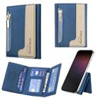 Zipper Leather Horizontal Magnetic Wallet Card Bag Case(Dark Blue) - 1