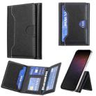 Oily Leather Horizontal Magnetic Wallet Card Bag Case(Black) - 1