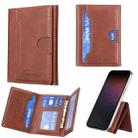 Oily Leather Horizontal Magnetic Wallet Card Bag Case(Dark Brown) - 1