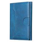 Oily Leather Horizontal Magnetic Wallet Card Bag Case(Blue) - 2