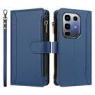 For Infinix Note 50 Pro+ 5G Magnetic Closure 9 Card Slots Zipper Leather Case with Hand Strap(Dark Blue) - 2