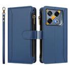 For Infinix GT 20 Pro 5G Magnetic Closure 9 Card Slots Zipper Leather Case with Hand Strap(Dark Blue) - 2