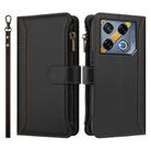 For Infinix GT 20 Pro 5G Magnetic Closure 9 Card Slots Zipper Leather Case with Hand Strap(Black) - 2