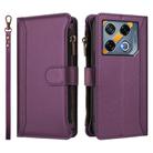 For Infinix GT 20 Pro 5G Magnetic Closure 9 Card Slots Zipper Leather Case with Hand Strap(Purple) - 2