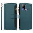 For Infinix Hot 10T / 10s Magnetic Closure 9 Card Slots Zipper Leather Case with Hand Strap(Dark Green) - 2