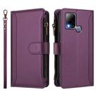 For Infinix Hot 10T / 10s Magnetic Closure 9 Card Slots Zipper Leather Case with Hand Strap(Purple) - 2