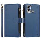 For Infinix Hot 12 Play Magnetic Closure 9 Card Slots Zipper Leather Case with Hand Strap(Dark Blue) - 2