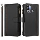 For Infinix Hot 12 Play Magnetic Closure 9 Card Slots Zipper Leather Case with Hand Strap(Black) - 2