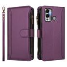 For Infinix Hot 12 Play Magnetic Closure 9 Card Slots Zipper Leather Case with Hand Strap(Purple) - 2