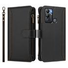 For Infinix Hot 12i / 20i Magnetic Closure 9 Card Slots Zipper Leather Case with Hand Strap(Black) - 2
