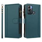 For Infinix Hot 12i / 20i Magnetic Closure 9 Card Slots Zipper Leather Case with Hand Strap(Dark Green) - 2