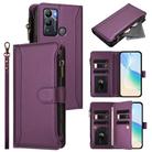 For Infinix Hot 12i / 20i Magnetic Closure 9 Card Slots Zipper Leather Case with Hand Strap(Purple) - 1
