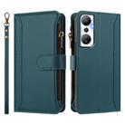 For Infinix Hot 20 4G Magnetic Closure 9 Card Slots Zipper Leather Case with Hand Strap(Dark Green) - 2