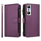 For Infinix Hot 20 4G Magnetic Closure 9 Card Slots Zipper Leather Case with Hand Strap(Purple) - 2