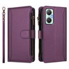For Infinix Hot 20 5G Magnetic Closure 9 Card Slots Zipper Leather Case with Hand Strap(Purple) - 2