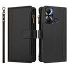 For Infinix Hot 20 Play Magnetic Closure 9 Card Slots Zipper Leather Case with Hand Strap(Black) - 2