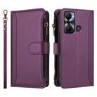 For Infinix Hot 20 Play Magnetic Closure 9 Card Slots Zipper Leather Case with Hand Strap(Purple) - 2