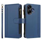 For Infinix Hot 30 4G Magnetic Closure 9 Card Slots Zipper Leather Case with Hand Strap(Dark Blue) - 2