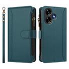For Infinix Hot 30 4G Magnetic Closure 9 Card Slots Zipper Leather Case with Hand Strap(Dark Green) - 2
