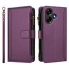 For Infinix Hot 30 4G Magnetic Closure 9 Card Slots Zipper Leather Case with Hand Strap(Purple) - 2