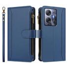 For Infinix Hot 30 5G Magnetic Closure 9 Card Slots Zipper Leather Case with Hand Strap(Dark Blue) - 2