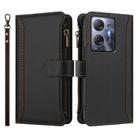 For Infinix Hot 30 5G Magnetic Closure 9 Card Slots Zipper Leather Case with Hand Strap(Black) - 2