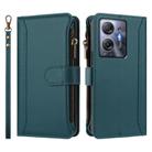 For Infinix Hot 30 5G Magnetic Closure 9 Card Slots Zipper Leather Case with Hand Strap(Dark Green) - 2
